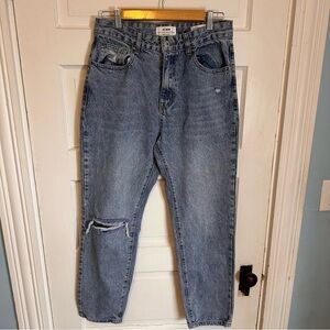 Cotton:On mom jeans size 8 light wash distressed denim pants cotton on high